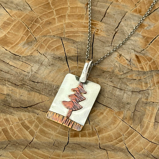 Mixed Metal Tree Necklace