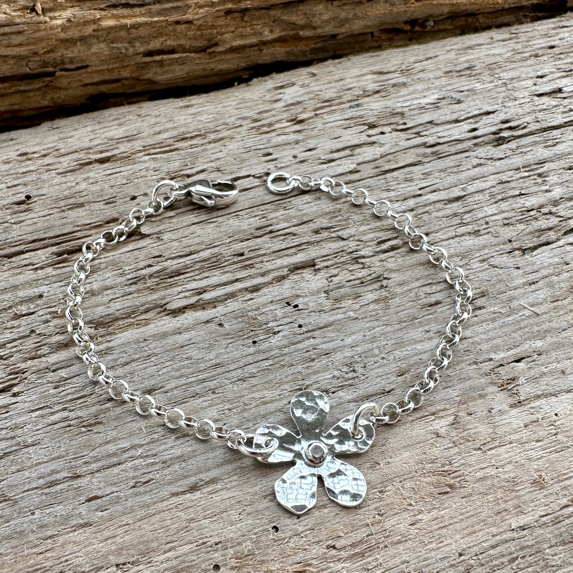 Sterling Silver Flower Bracelet