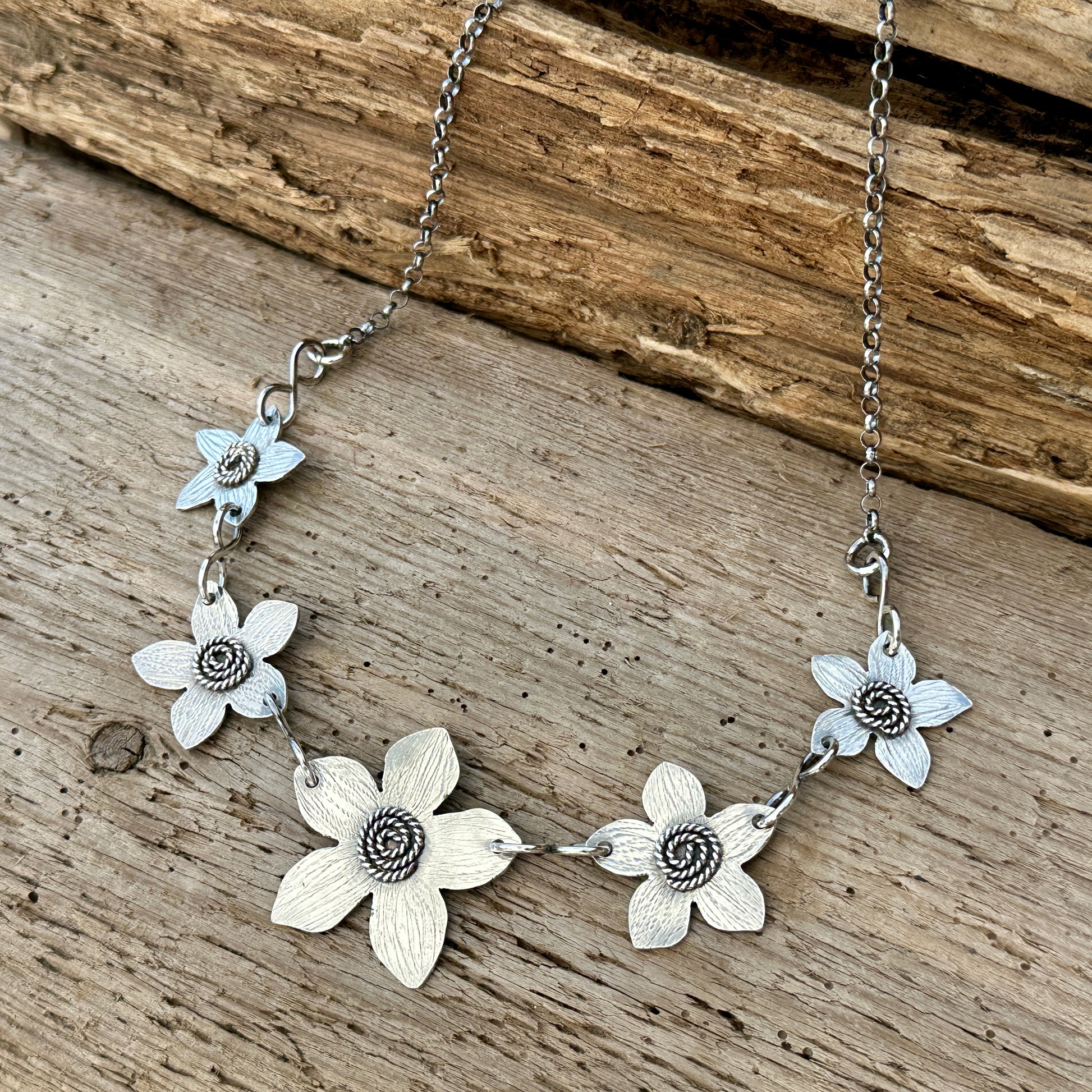 Handmade Sterling Silver Flower Necklace