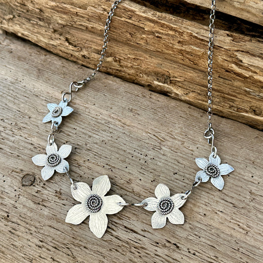 Handmade Sterling Silver Flower Necklace