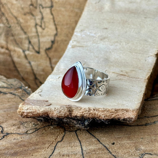 Carnelian Teardrop Ring