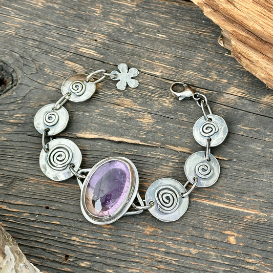 Handmade Sterling silver bracelet with Ametrine