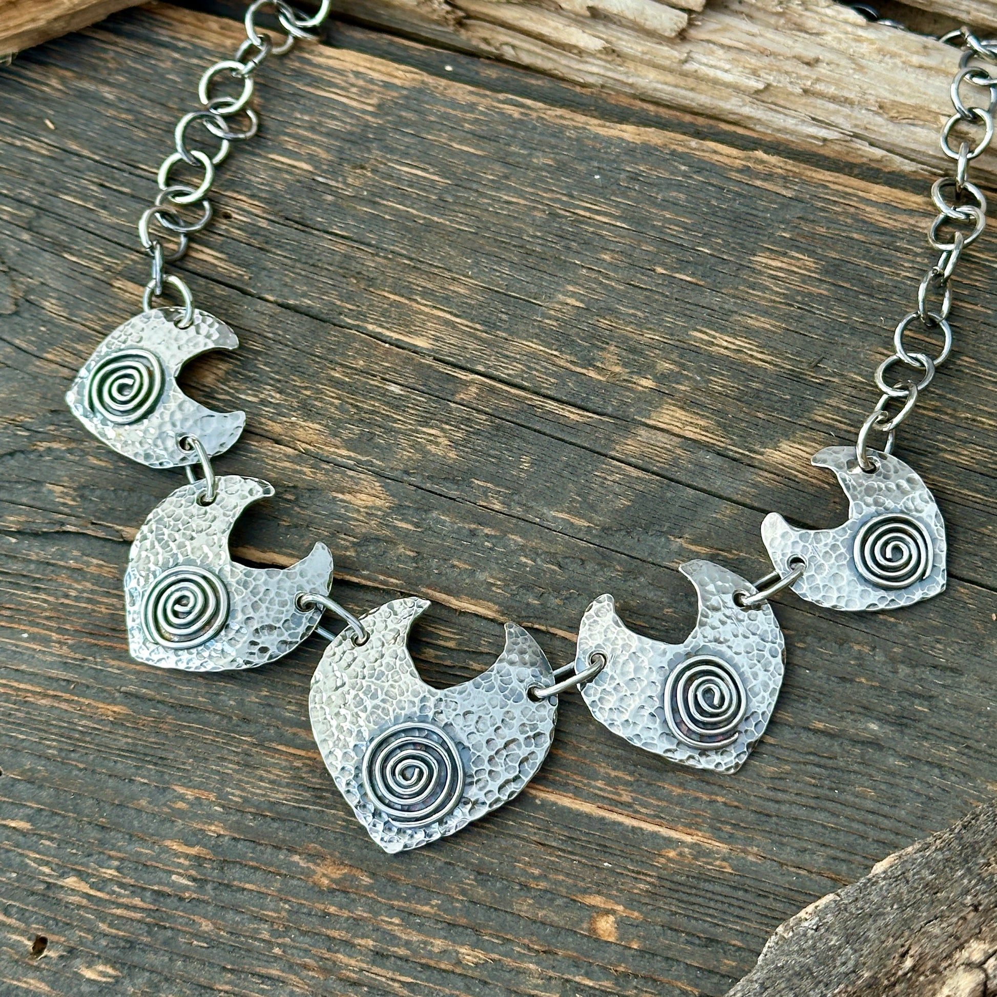 Handmade Boho Style Silver Necklace