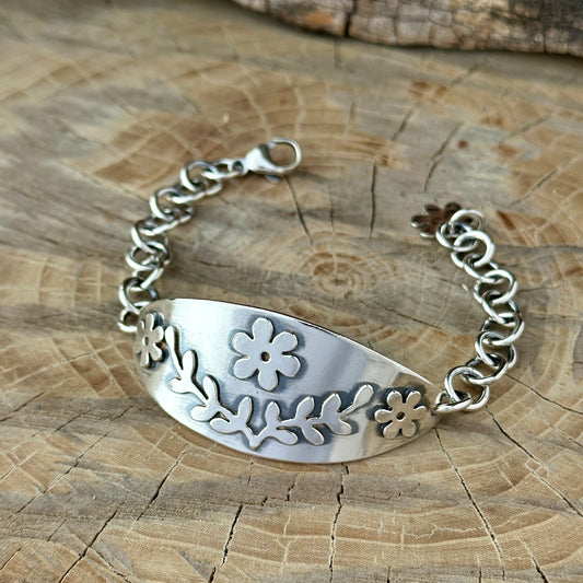 Handmade Sterling Silver Botanical Bracelet