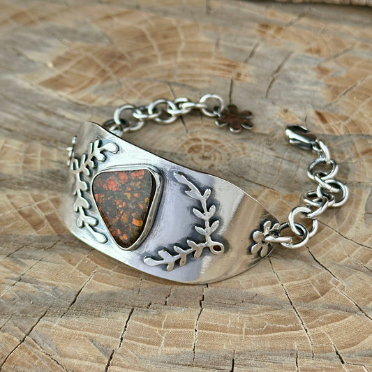 Inspirational Sterling Silver Handmade Ammolite Bracelet