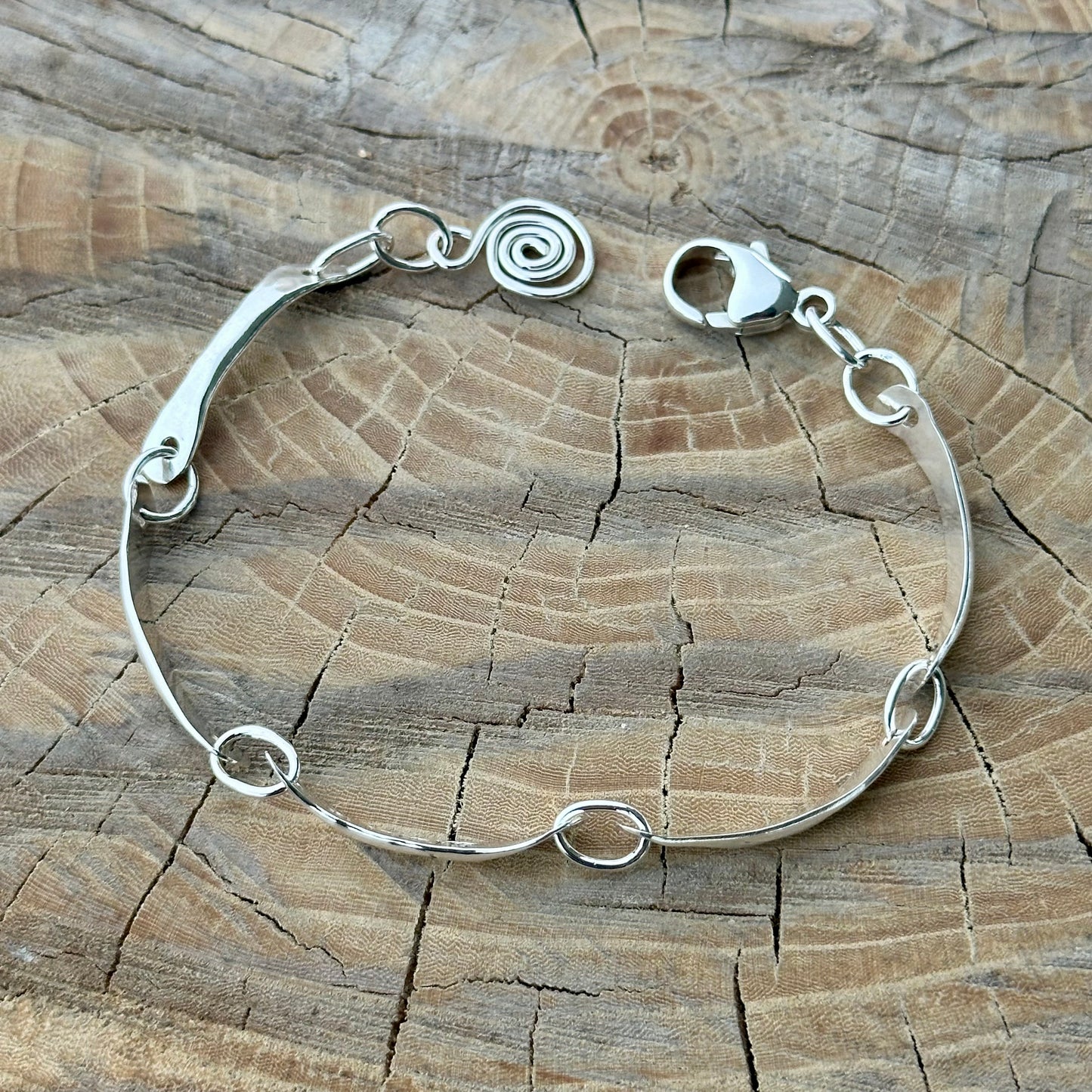 Hammered Silver Bar Bracelet