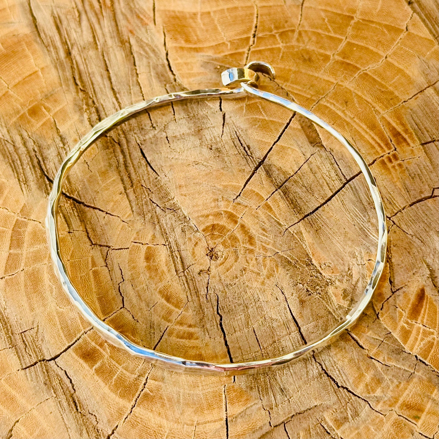 Adjustable Hammered Bangle Bracelet