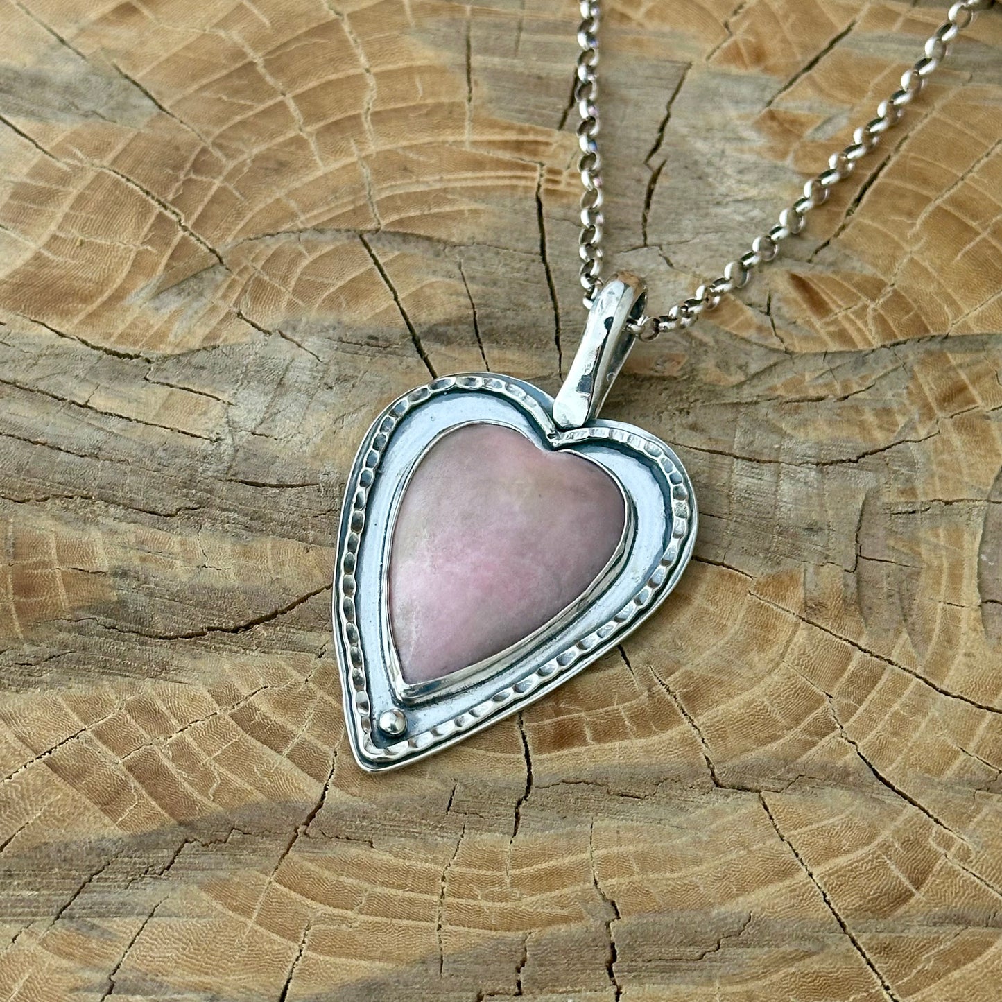 Heart-Shaped Pink Opal Necklace