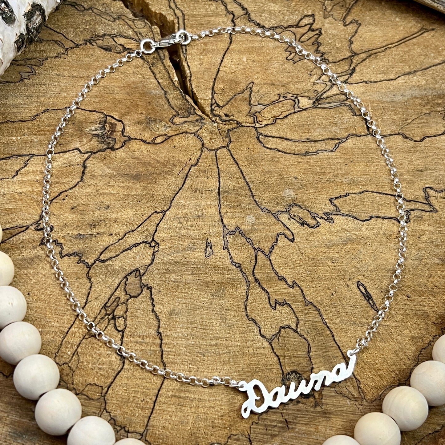 Handmade one of a kind sterling silver necklace custom name