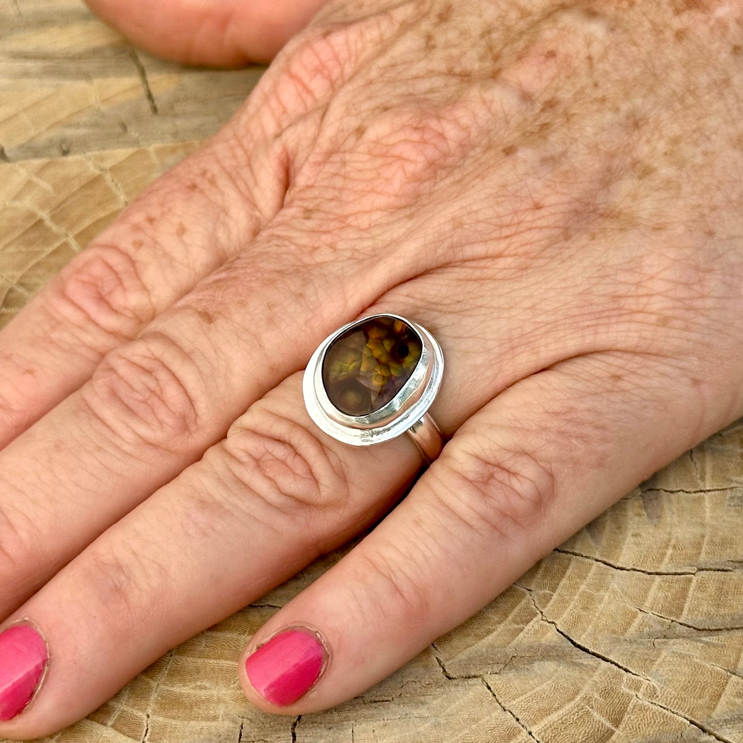 Golden Fire Agate Ring