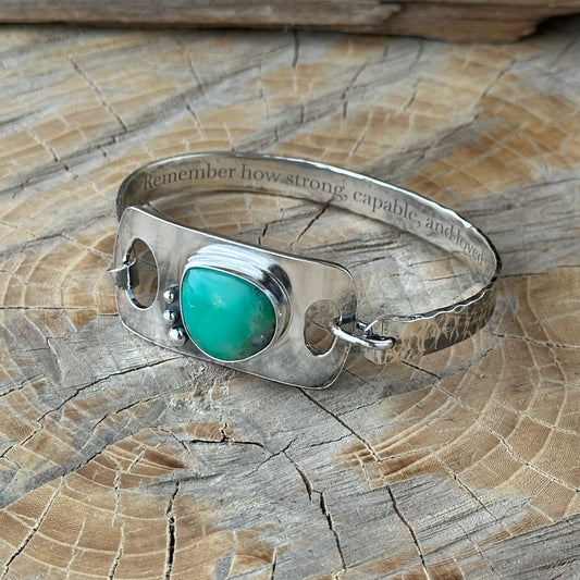 One of a Kind Chrysoprase Sterling Silver Bracelet