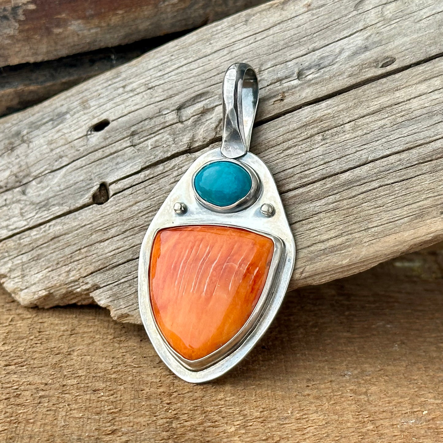 Spiny Oyster and Chrysocolla Pendant