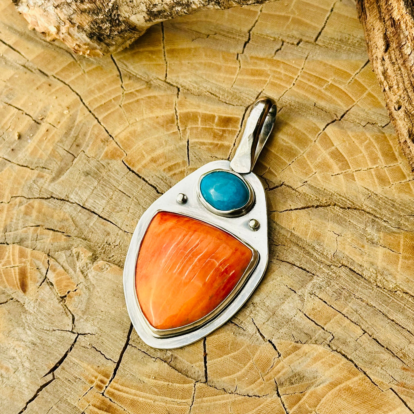 Spiny Oyster and Chrysocolla Pendant