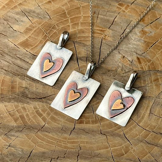 Mixed Metal Heart Necklace