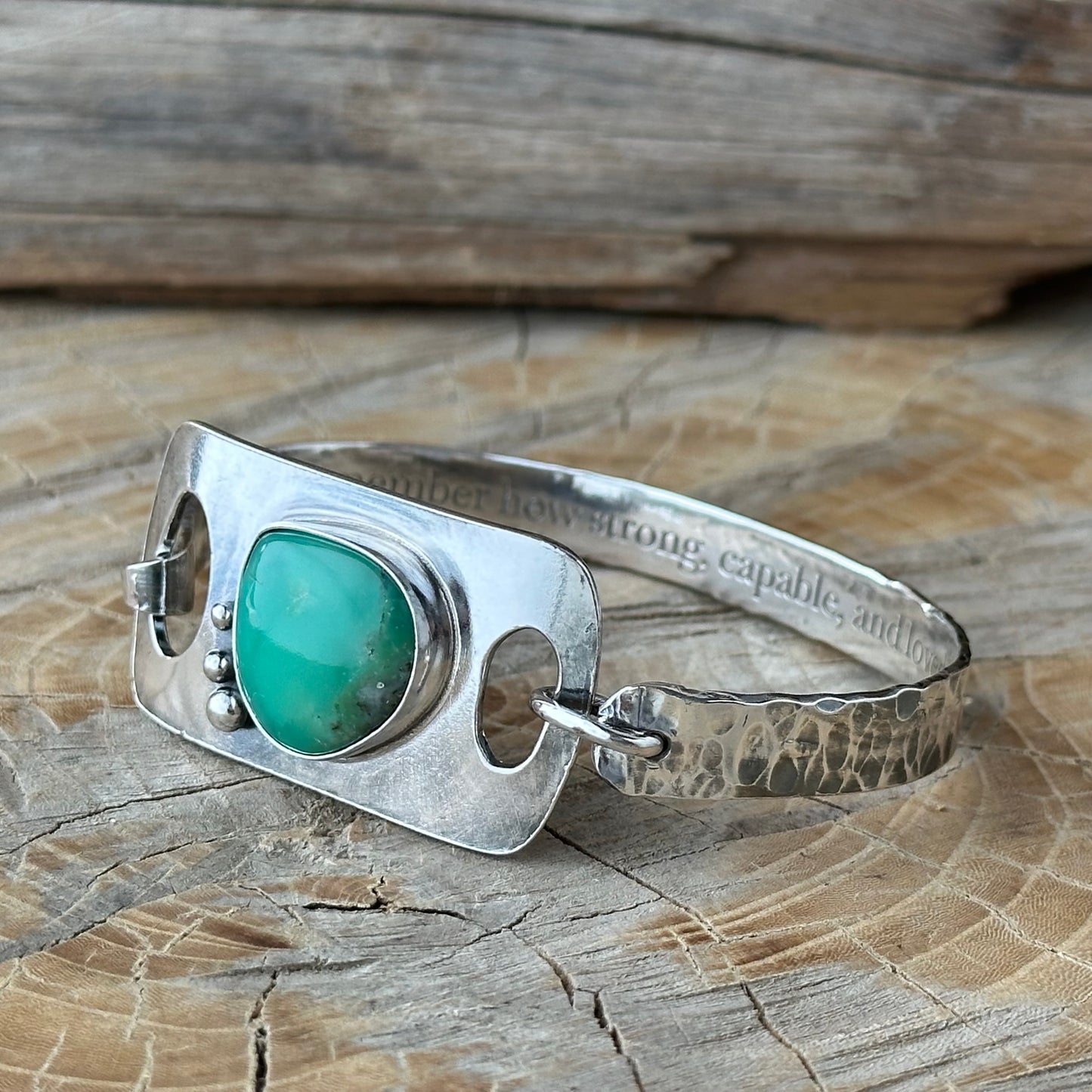 One of a Kind Chrysoprase Sterling Silver Bracelet