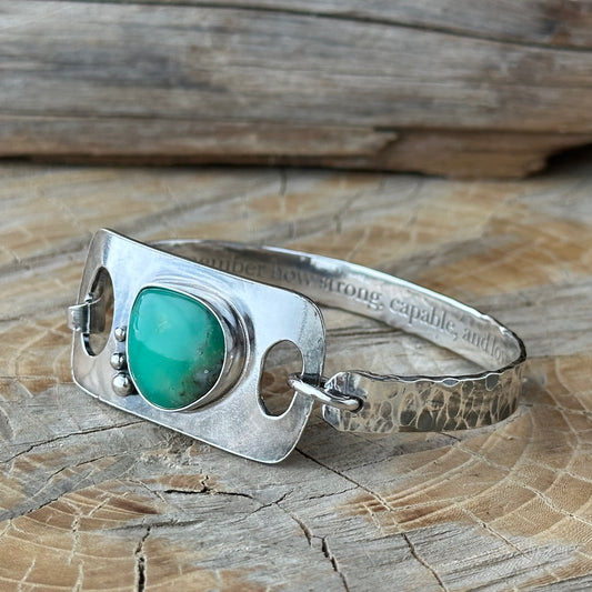One of a Kind Chrysoprase Sterling Silver Bracelet