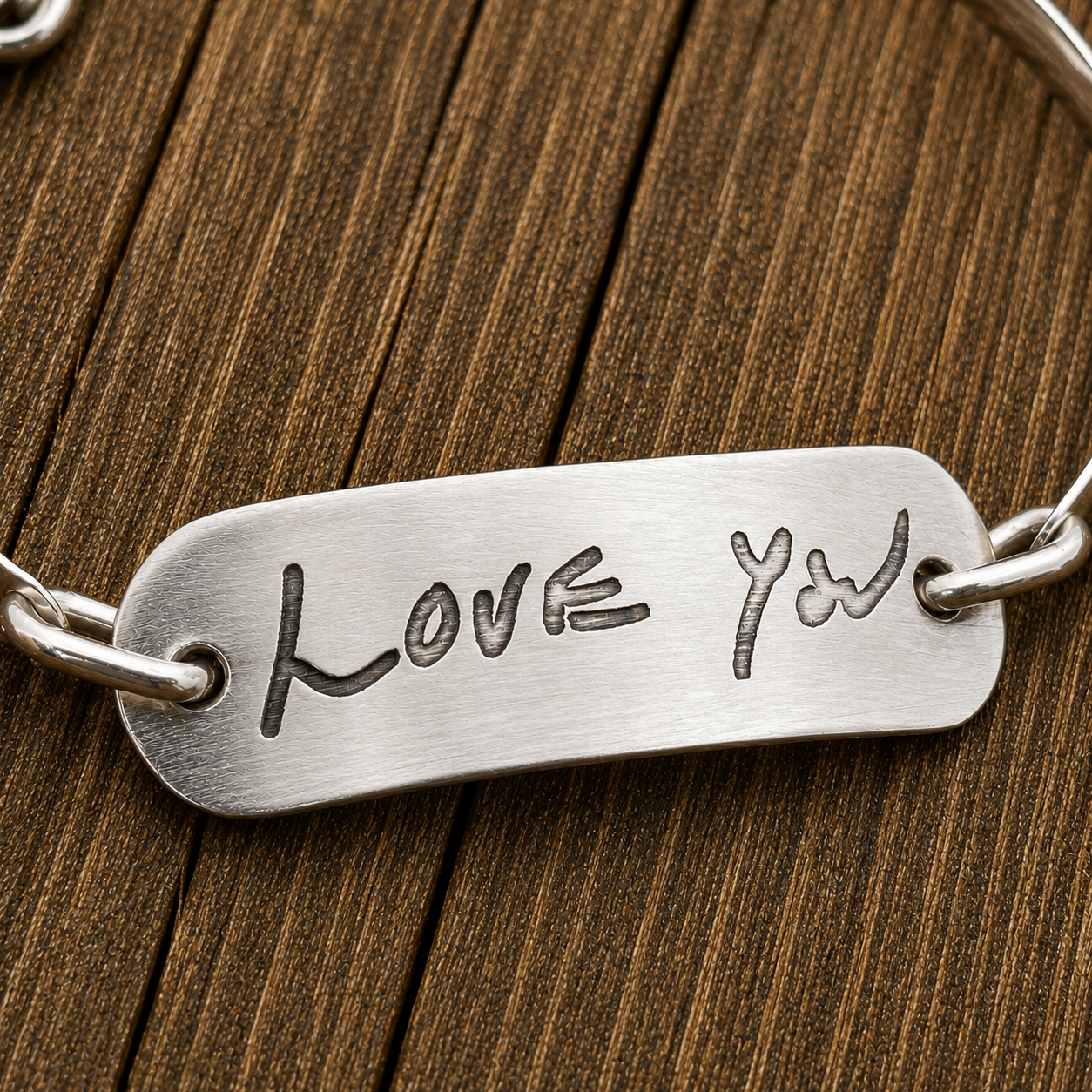 Personalized Handwriting Hammered Bracelet