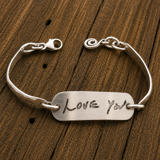 Personalized Handwriting Hammered Bracelet
