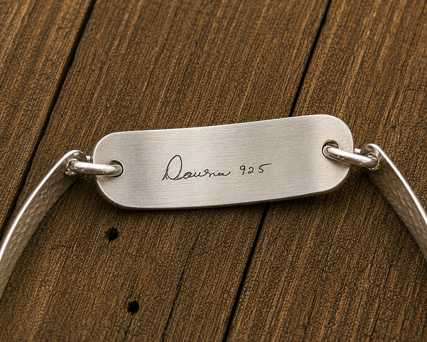 Personalized Handwriting Hammered Bracelet