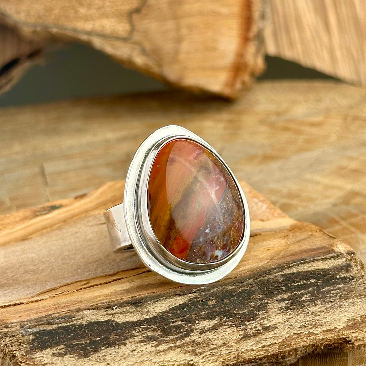 Plume Agate Ring