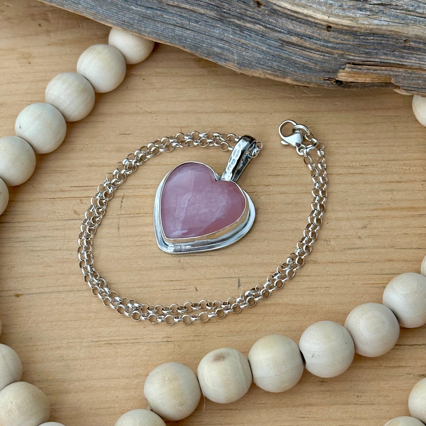 💗 Rose Quartz Heart Necklace (One of a Kind) 1