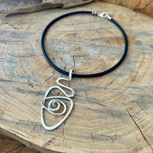 Hammered Boho Silver Necklace