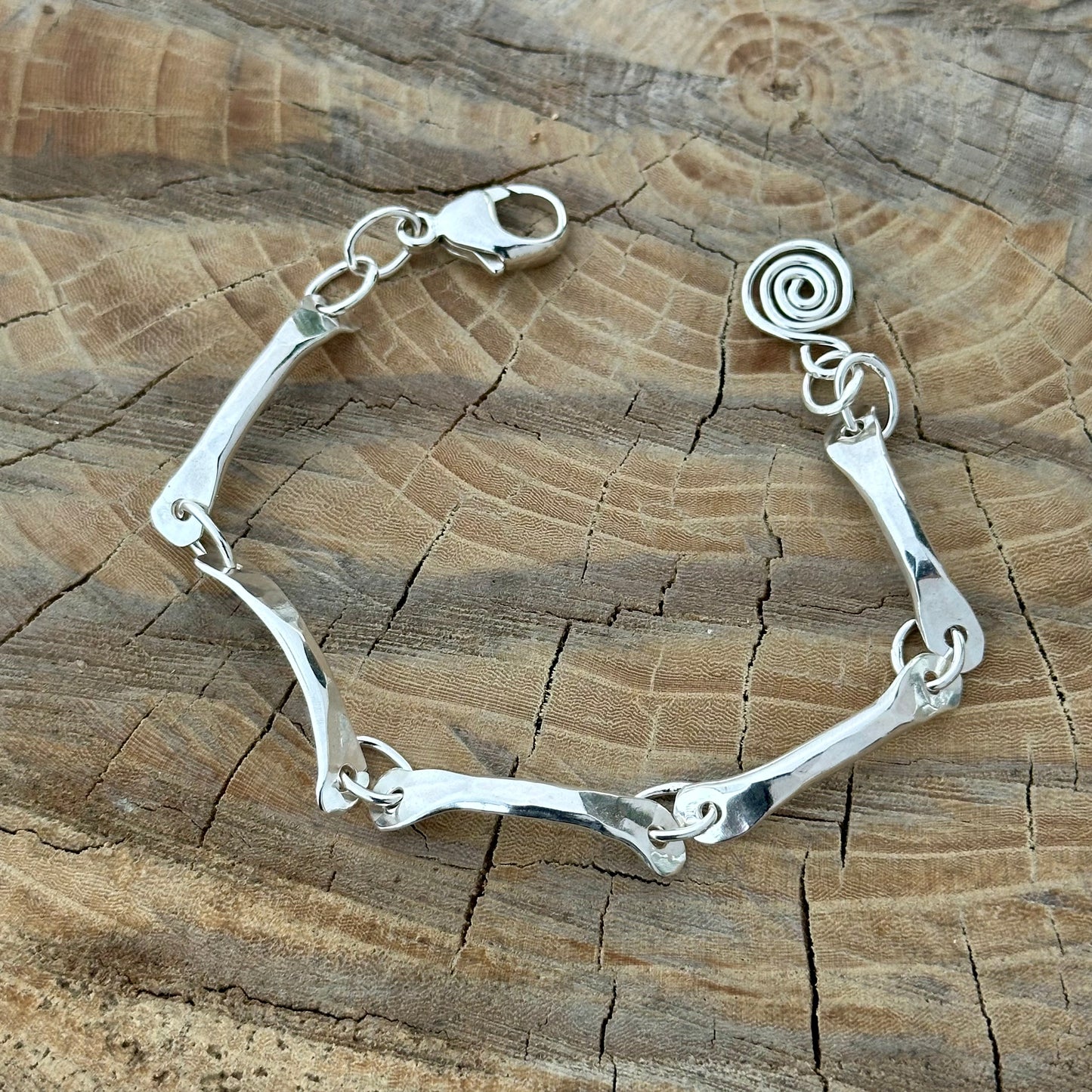 Hammered Silver Bar Bracelet