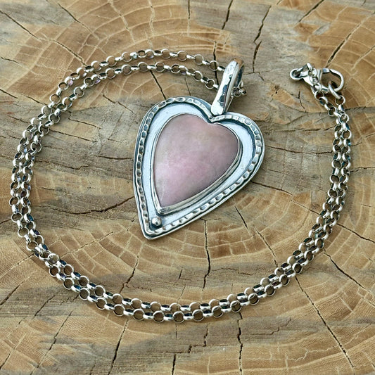 Heart-Shaped Pink Opal Necklace