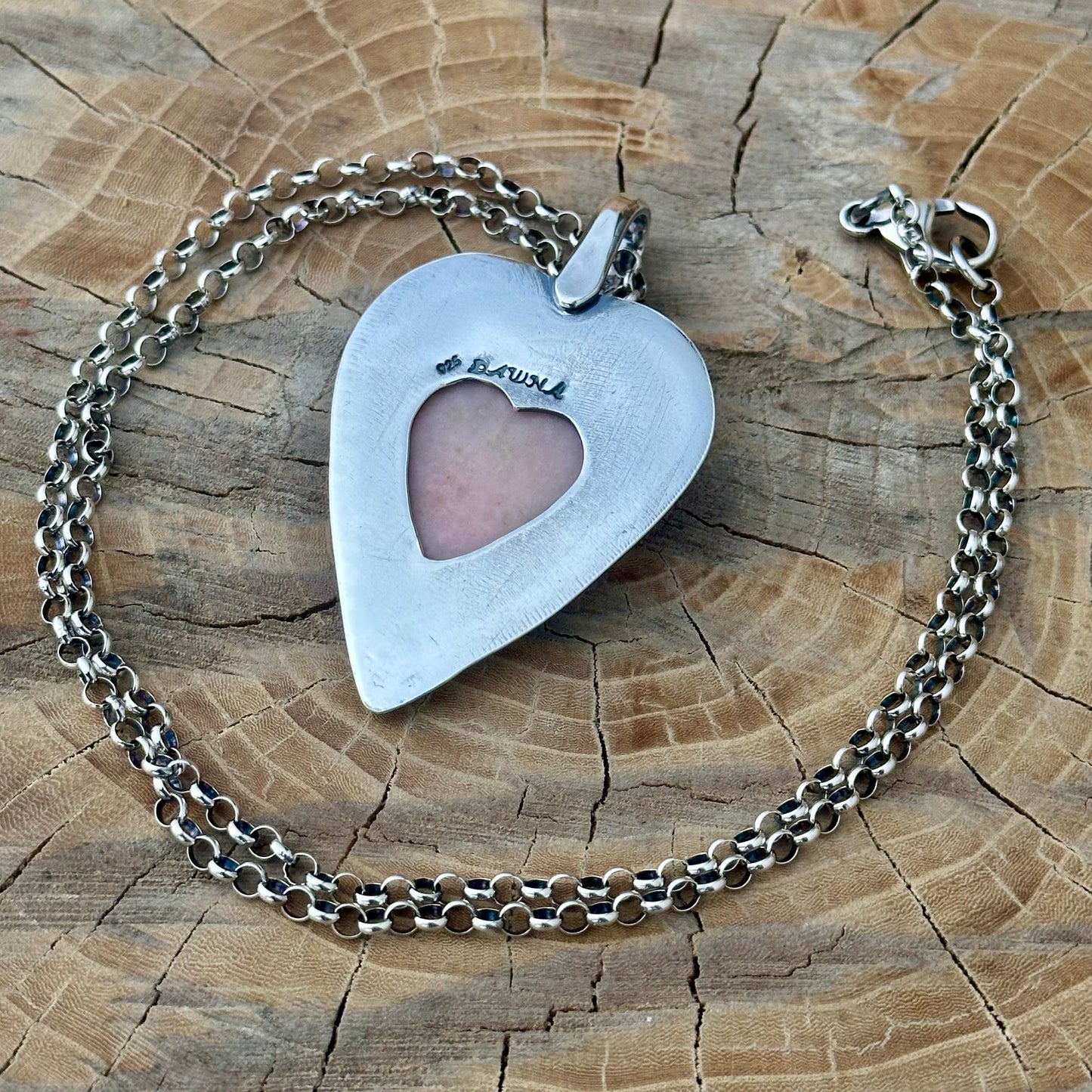 Heart-Shaped Pink Opal Necklace