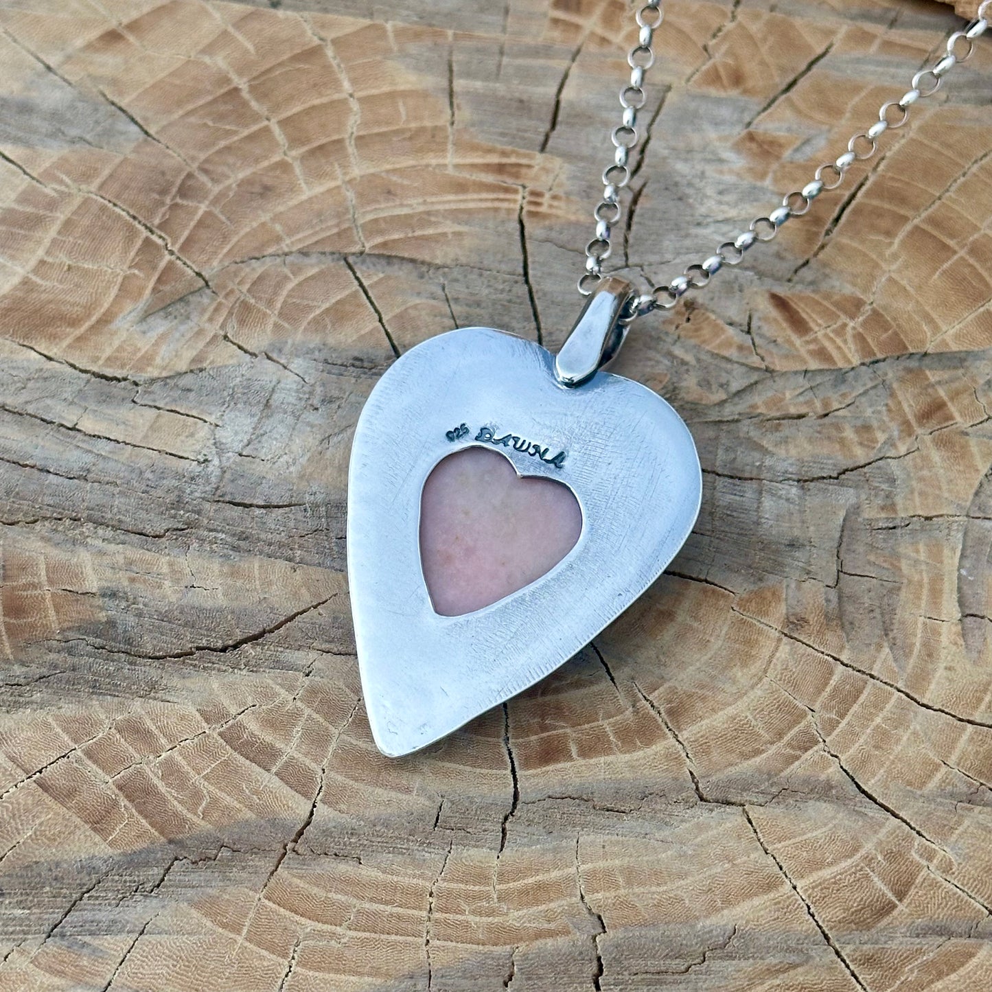 Heart-Shaped Pink Opal Necklace