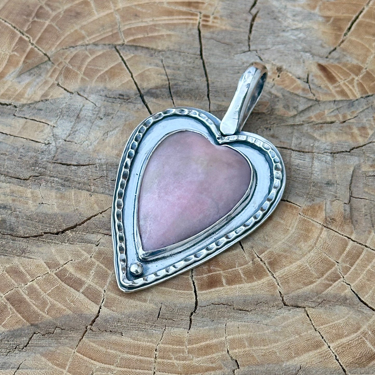Heart-Shaped Pink Opal Necklace