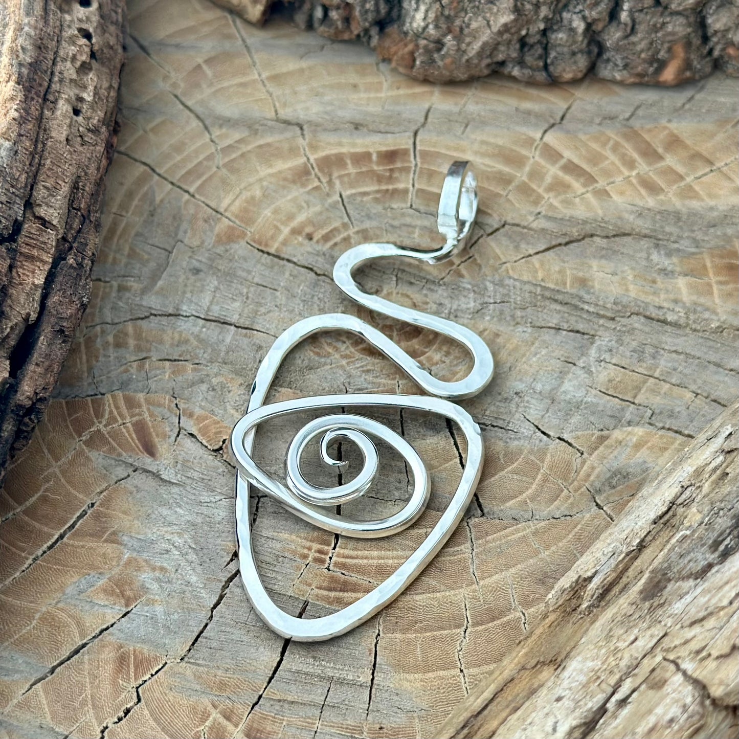 Hammered Boho Silver Necklace