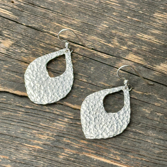 Hammered silver earrings,made in canada