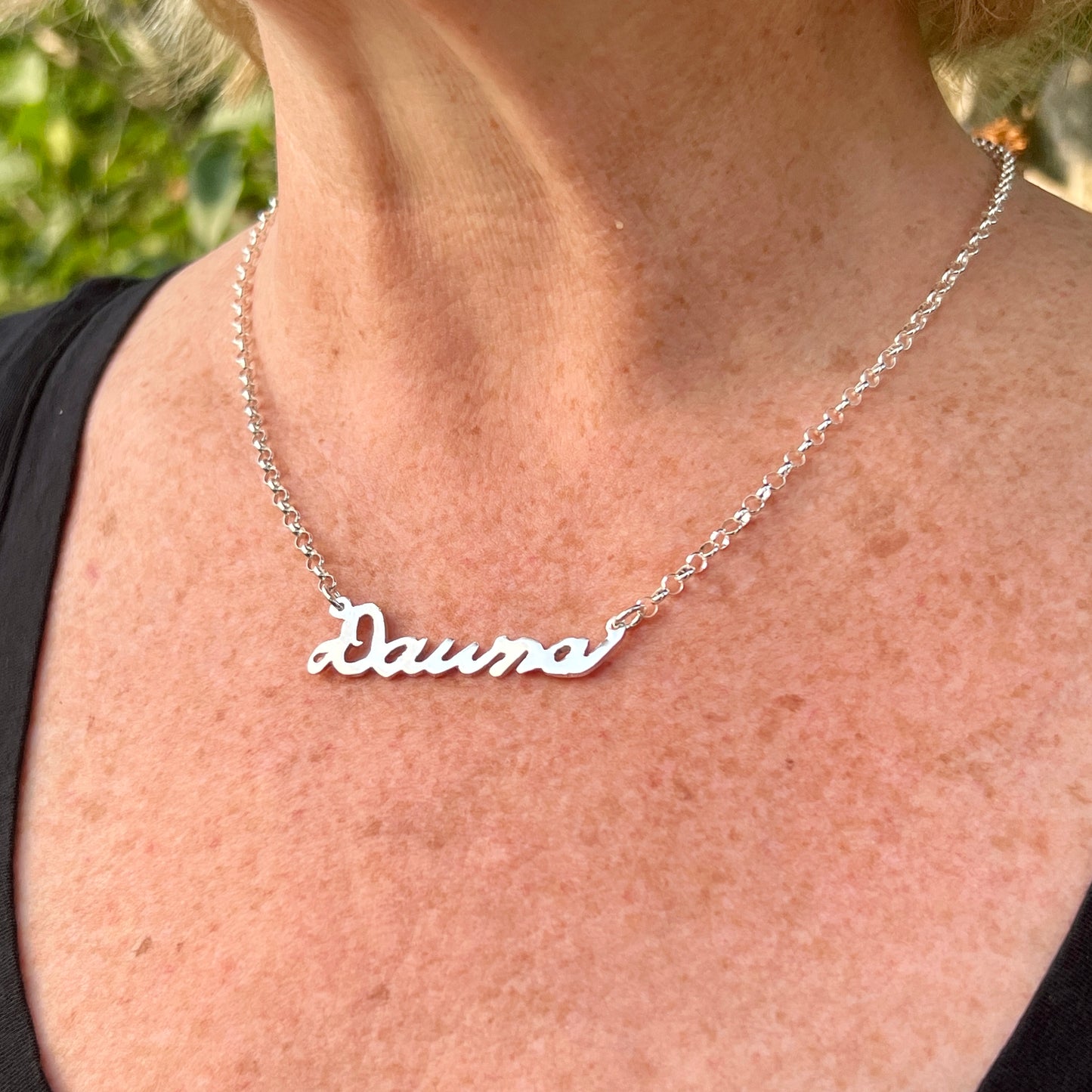 Handmade one of a kind sterling silver necklace custom name 